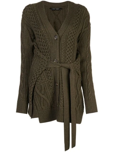 Shop Proenza Schouler Cable Knit Robe Cardigan In Green