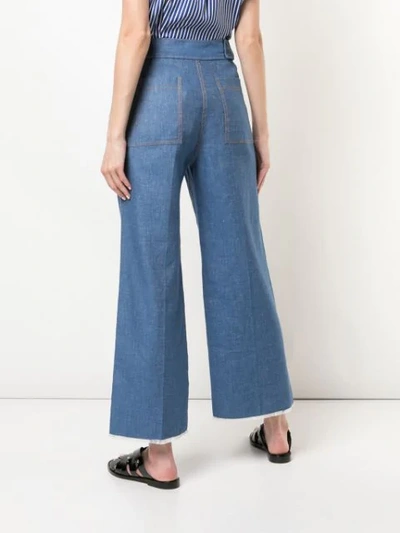 Shop Derek Lam 10 Crosby Button Pocket Cropped Jeans In Blue