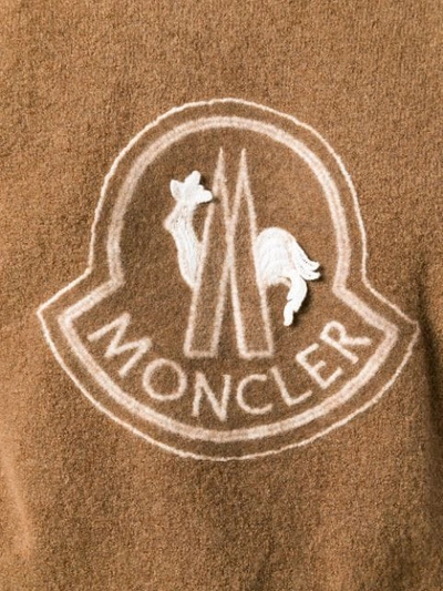 Shop Moncler Lace Embellished Logo Jumper In Brown