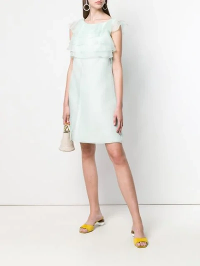 Shop Paule Ka Celadon Frilled Dress In Green