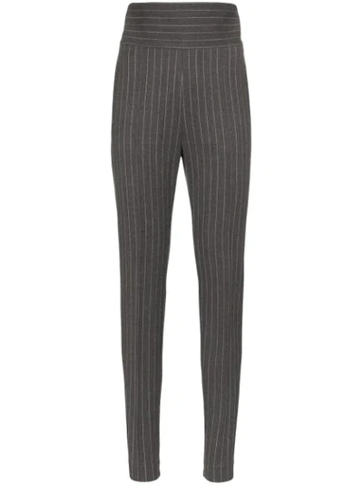 Shop Alexandre Vauthier High-waisted Pinstripe Trousers In Grey