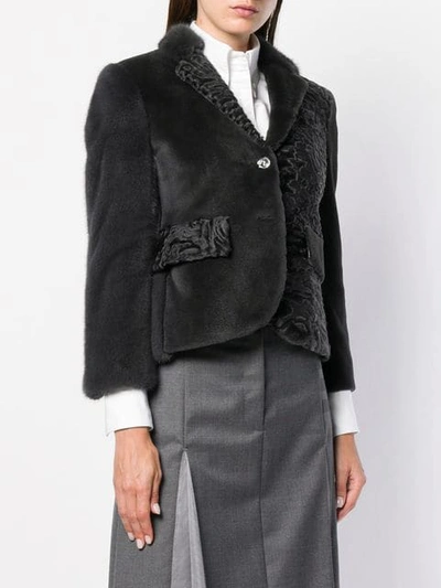 Shop Thom Browne Fun-mix Fur Sport Coat In 025 Dark Grey