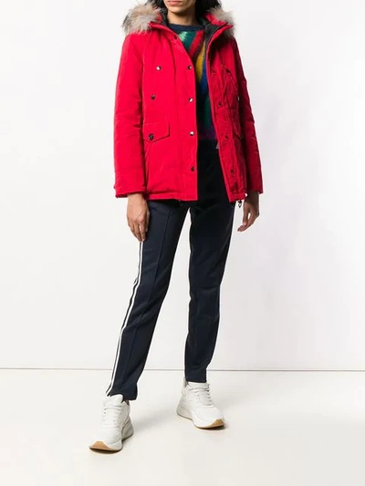 Shop Moncler Short Parka In Red