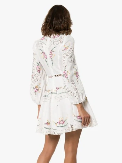 Shop Zimmermann Allia Floral Print Mini Dress In Ivory