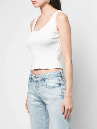 Shop Amo Crop Ribbed Tank Top In White