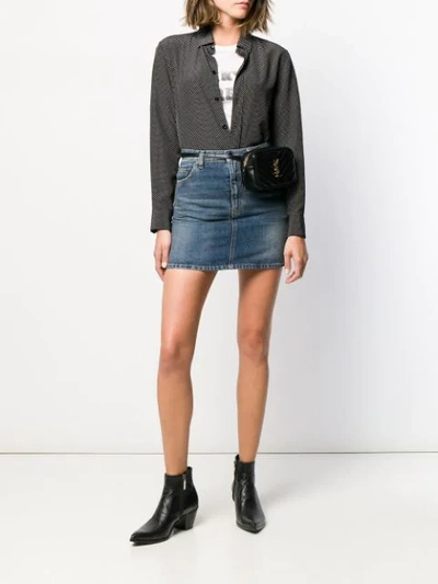 Shop Saint Laurent Denim Mini Skirt In 4502 Blue
