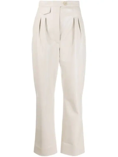 Shop Nanushka Pleated Waist Trousers - Neutrals