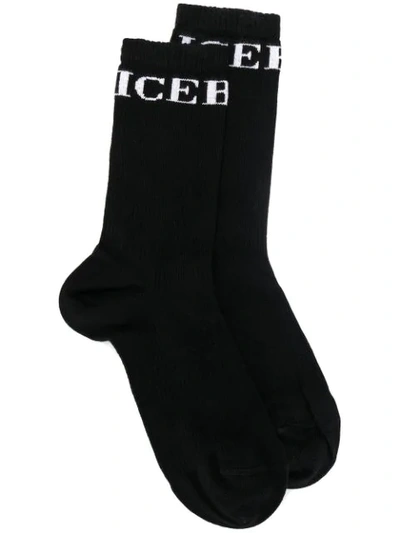 Shop Iceberg Logo Socks In 9000 Black