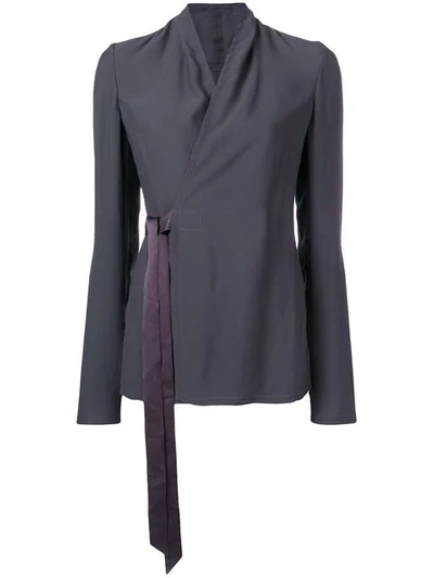 Shop Rick Owens Wrapped-front Blouse In Grey