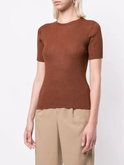 Shop Ballsey Ribbed Knit T-shirt - Brown