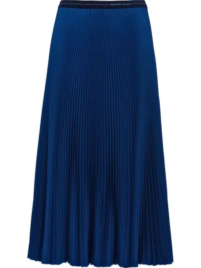 Shop Prada Pleated Midi Skirt - Blue
