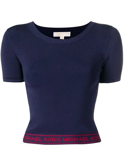Shop Michael Michael Kors Fitted Logo T-shirt In Blue