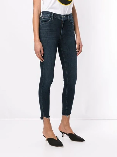 Shop Mother Frayed Cropped Jeans In Blue