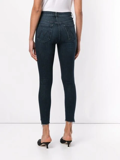 Shop Mother Frayed Cropped Jeans In Blue