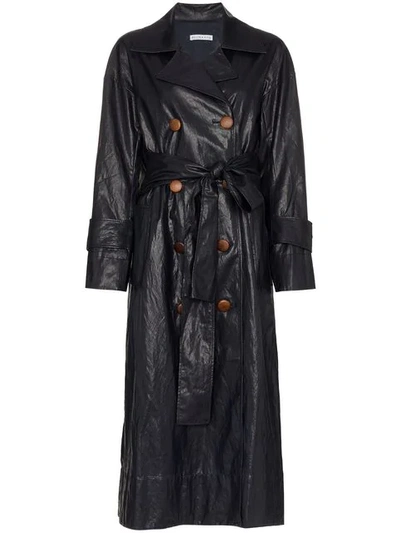 Shop Rejina Pyo Double Breasted Trench Coat  In Dark Navy