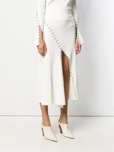Shop Alexander Mcqueen Hook And Eye Embellished Skirt In White