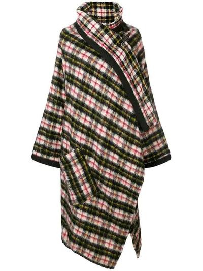 Pre-owned Jean Paul Gaultier Vintage Check Shawl-collar Coat In Black