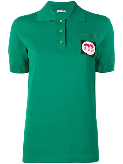 Shop Miu Miu Basic Polo Shirt In Green