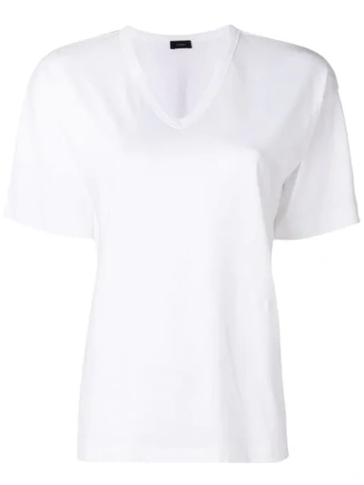 JOSEPH V NECK PERFECT JERSEY T-SHIRT - 白色