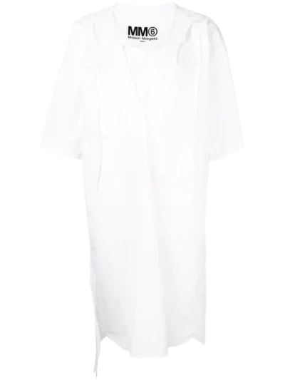 Shop Mm6 Maison Margiela Hooded Shirt Dress In White
