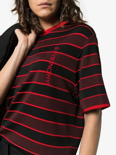 Givenchy Logo Embroidered Striped Top In Black