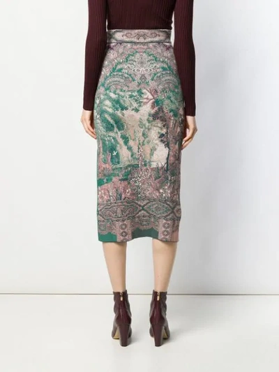 Shop Etro Printed Pencil Midi Skirt In Neutrals