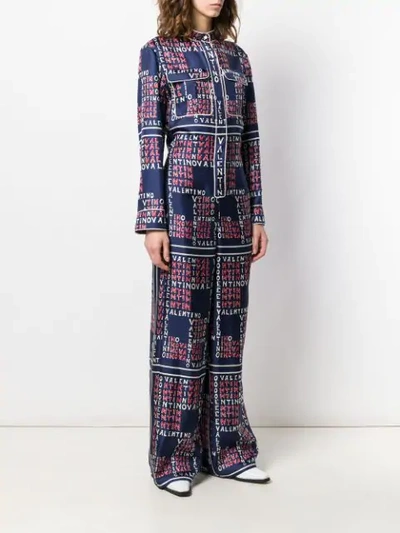 Shop Valentino Scarf Print Jumpsuit In Blue