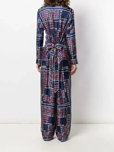 Shop Valentino Scarf Print Jumpsuit In Blue