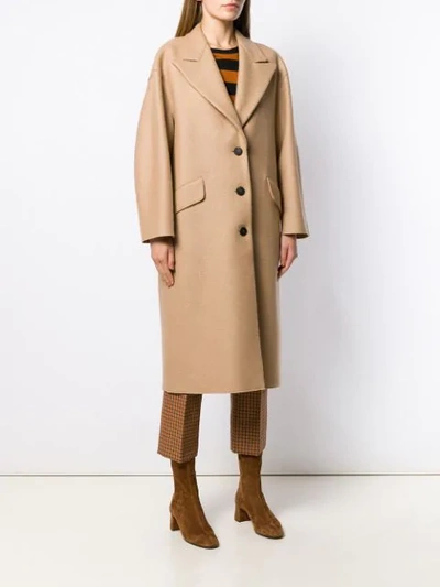 Shop Harris Wharf London Flap Pocket Detail Coat In Neutrals