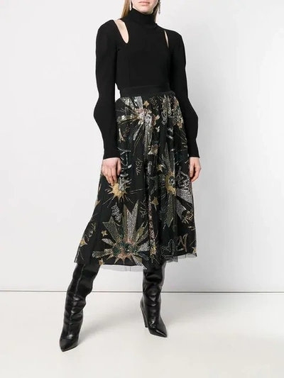 Shop Amen Sequin Midi Skirt In Black