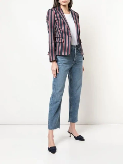 FRAME SINGLE-BREASTED STRIPED BLAZER - 蓝色