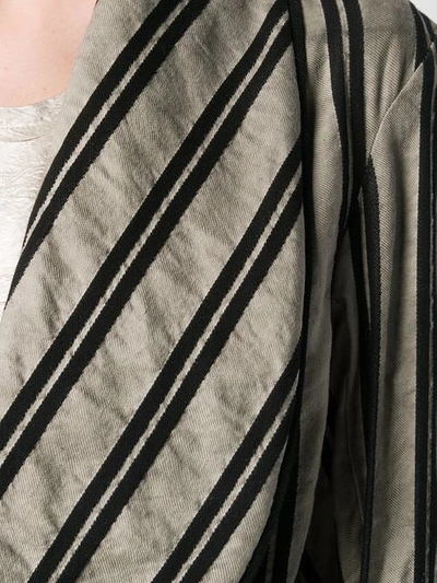 Shop Ann Demeulemeester Striped Oversized Coat - Black
