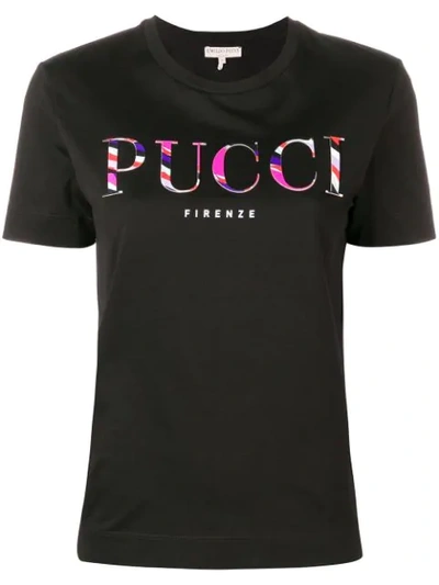 Shop Emilio Pucci Burle Print Logo T-shirt In Black