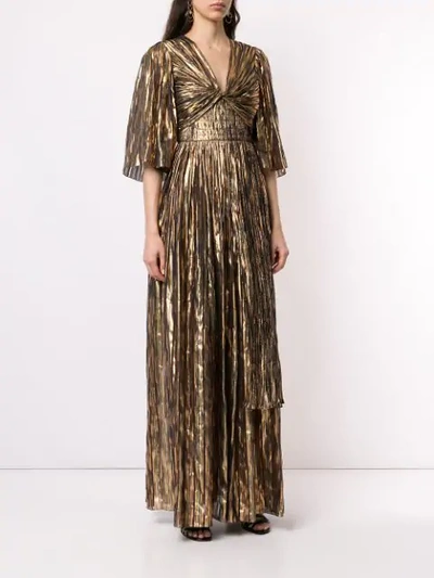 Shop Peter Pilotto Striped Metallic Gown In Gold