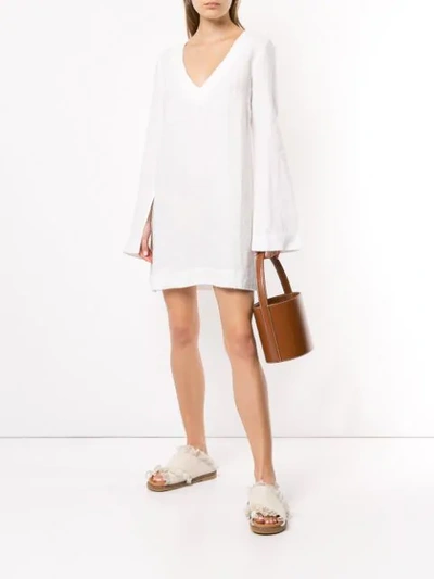 Shop Venroy V-neck Mini Dress In White