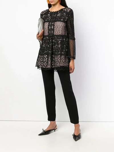 Shop Boutique Moschino Broderie Anglaise Blouse In Black