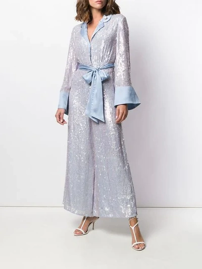 Shop Temperley London Bia Sequinned Jumpsuit In Periwinkle