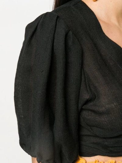 Shop Lisa Marie Fernandez Cropped Tie-front Blouse - Black