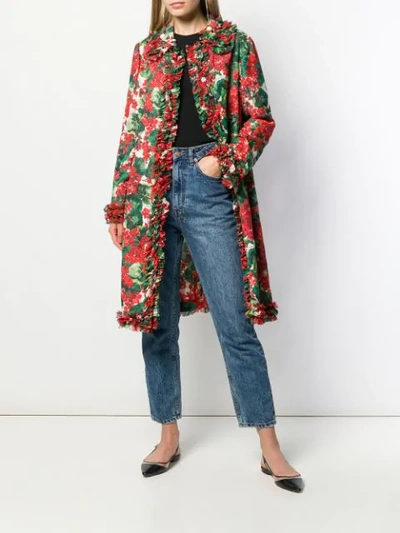 Shop Dolce & Gabbana Floral Ruffle Coat In Hav03