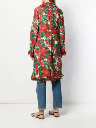 Shop Dolce & Gabbana Floral Ruffle Coat In Hav03