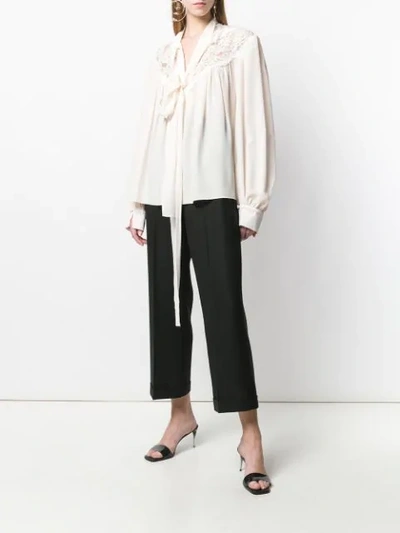 Shop Stella Mccartney Lace Inset Shirt In 9500 - Natural