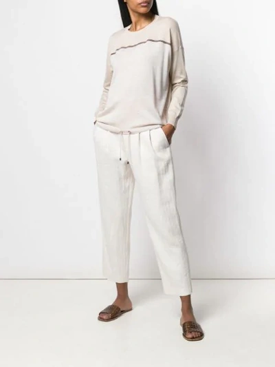 Shop Brunello Cucinelli Paneled Knitted Top In Neutrals