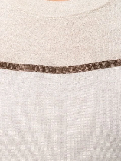 Shop Brunello Cucinelli Paneled Knitted Top In Neutrals