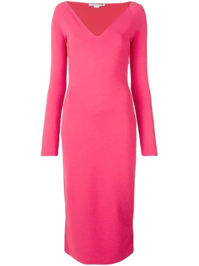 Shop Stella Mccartney V-neck Fitted Dress In Pink