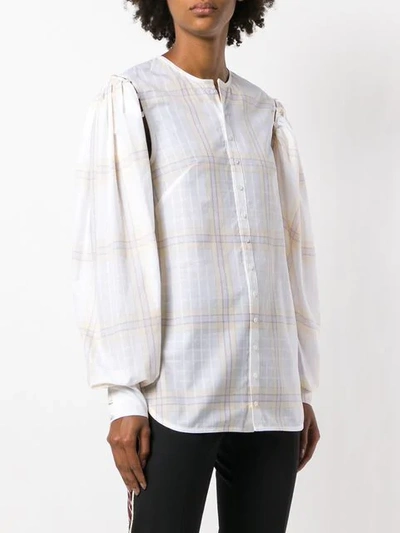 Shop Calvin Klein 205w39nyc Buttoned Sleeve Plaid Top In White