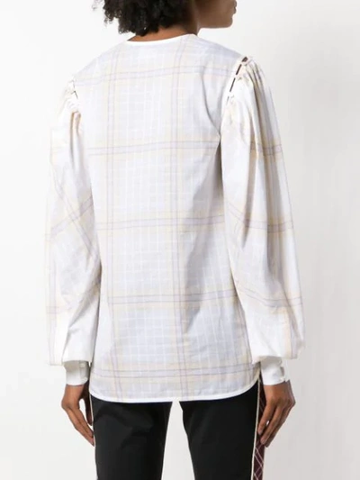 Shop Calvin Klein 205w39nyc Buttoned Sleeve Plaid Top In White