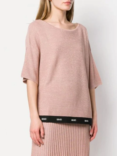 Shop Liu •jo Ribbed Knit Top In Pink