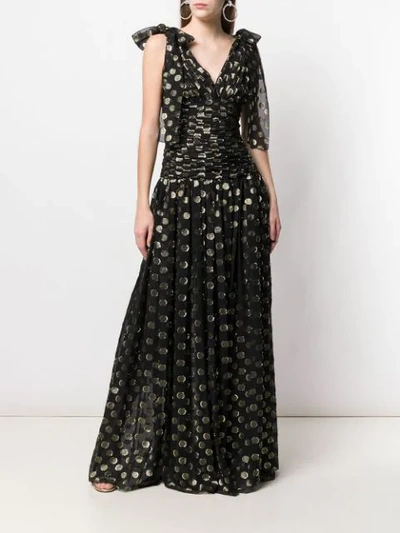 Shop Dolce & Gabbana Metallic Spot Print Evening Dress In Black