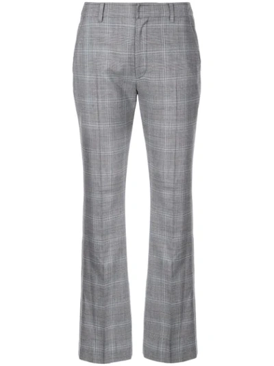 Shop Adeam Check Creased Trousers In Grey
