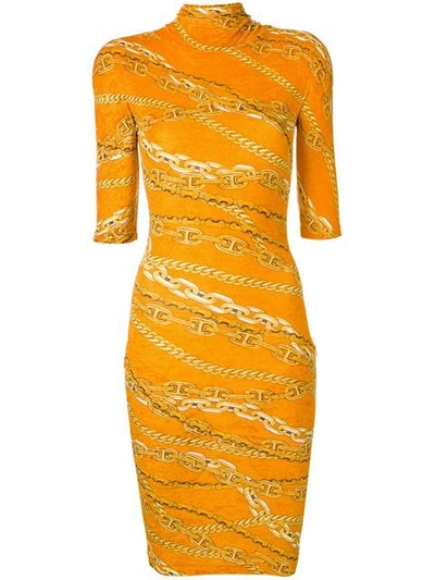 Shop Balenciaga Fitted Turtleneck Mini Dress - Orange